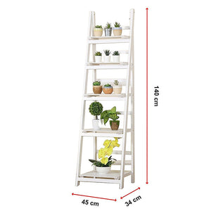 5 Tier Wooden Ladder Shelf Stand Storage Book Shelves Shelving Display Rack