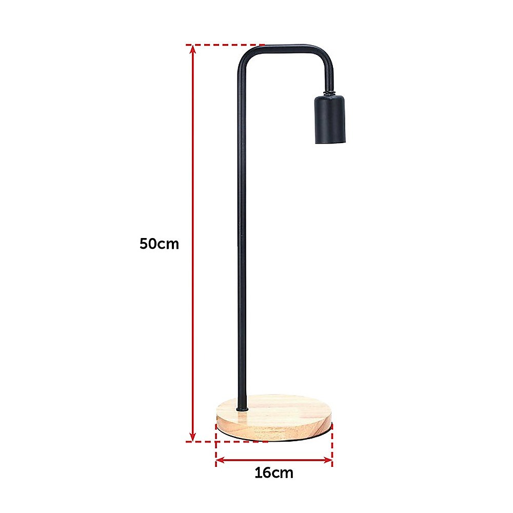 Modern Table Lamp Desk Light Timber Base Bedside Bedroom Black