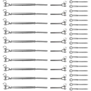 Stainless Steel Wire Rope Diy Balustrade Kit Jaw/Swage Fork Turnbuckle - 10 Pack