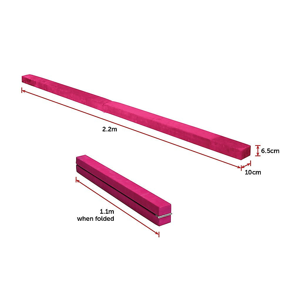 Randy & Travis Machinery 2.2M Gymnastics Folding Balance Beam Pink Synthetic Suede