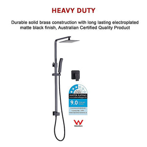 Wels 8" Rain Shower Head Set Square Dual Heads Faucet High Pressure With Mixer