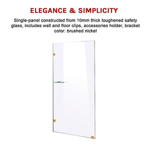 900 X 2100Mm Frameless 10Mm Safety Glass Shower Screen