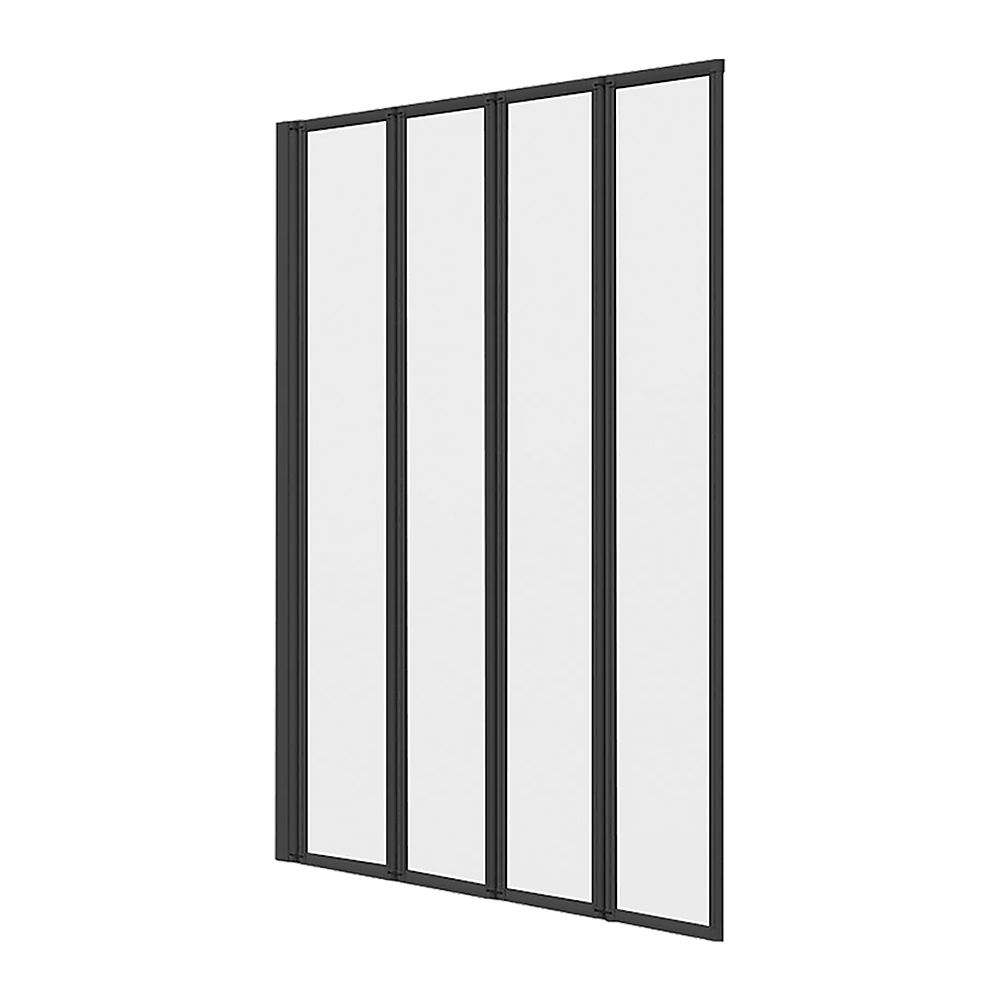 4 Fold Black Folding Bath Shower Screen Door Panel 1000 X 1400Mm