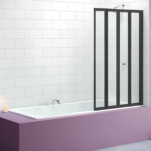 4 Fold Black Folding Bath Shower Screen Door Panel 1000 X 1400Mm