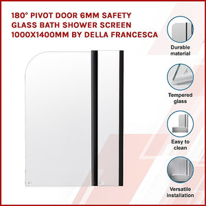 180 Pivot Door 6Mm Safety Glass Bath Shower Screen 1000X1400mm By Della Francesca