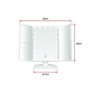 Makeup Mirror With Led Light Standing Magnifying Tri-Fold Touch