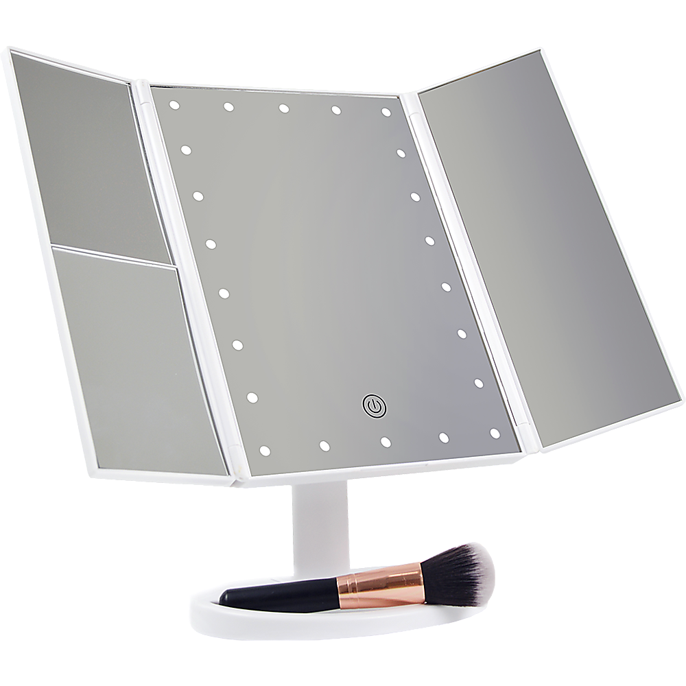 Makeup Mirror With Led Light Standing Magnifying Tri-Fold Touch