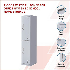 2-Door Vertical Locker For Office Gym Shed School Home Storage