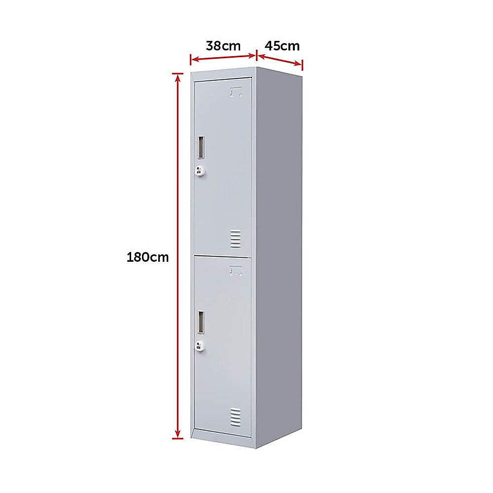 2-Door Vertical Locker For Office Gym Shed School Home Storage