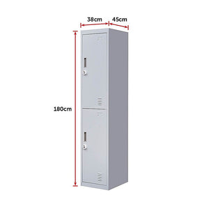 2-Door Vertical Locker For Office Gym Shed School Home Storage