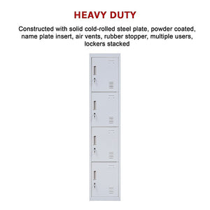 4-Door Vertical Locker For Office Gym Shed School Home Storage