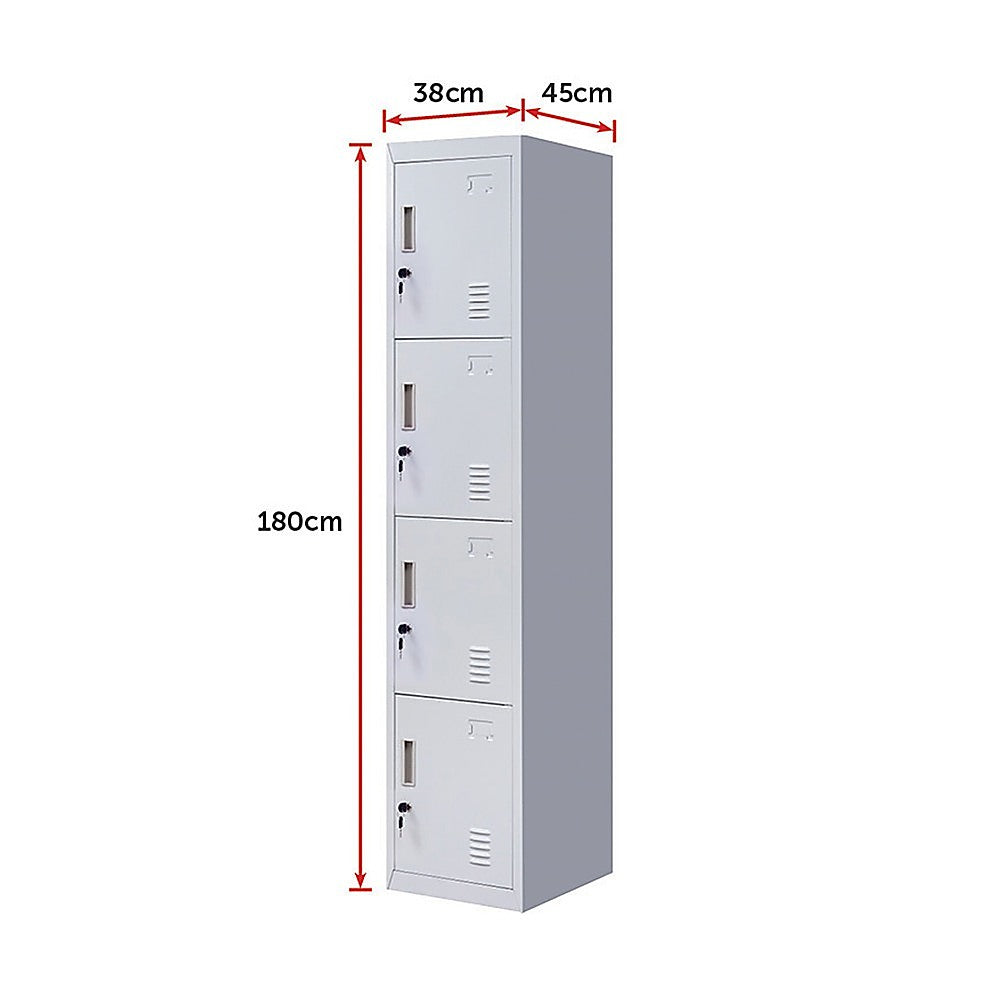 4-Door Vertical Locker For Office Gym Shed School Home Storage