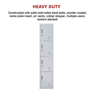 4-Door Vertical Locker For Office Gym Shed School Home Storage