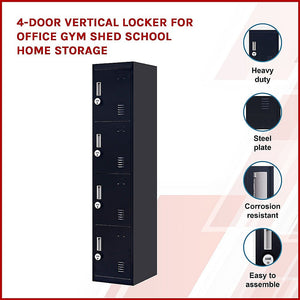 4-Door Vertical Locker For Office Gym Shed School Home Storage