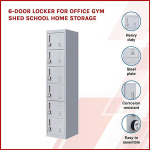 6-Door Locker For Office Gym Shed School Home Storage