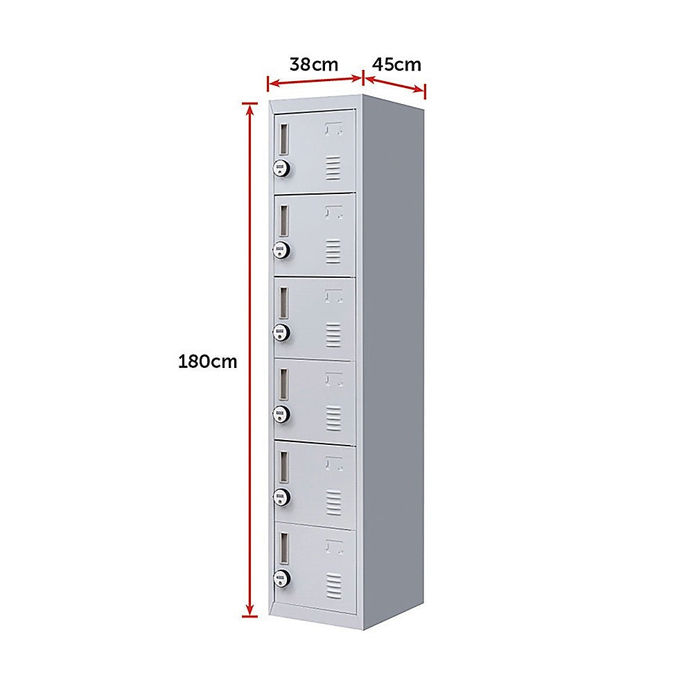 6-Door Locker For Office Gym Shed School Home Storage