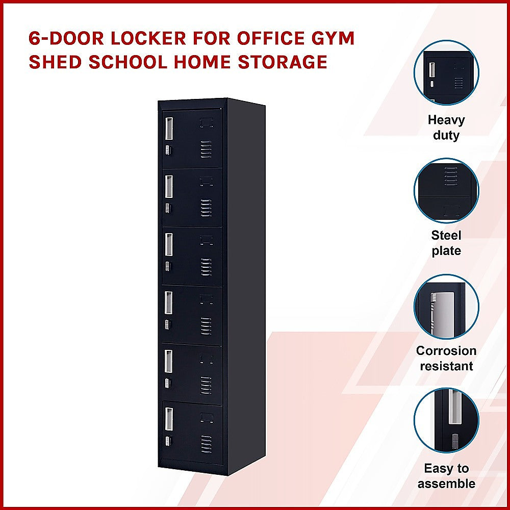 6-Door Locker For Office Gym Shed School Home Storage