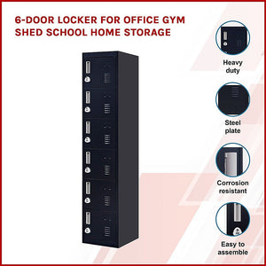 6-Door Locker For Office Gym Shed School Home Storage