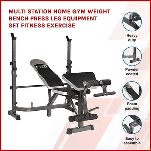 Multi Station Home Gym Weight Bench Press Leg Equipment Set Fitness Exercise