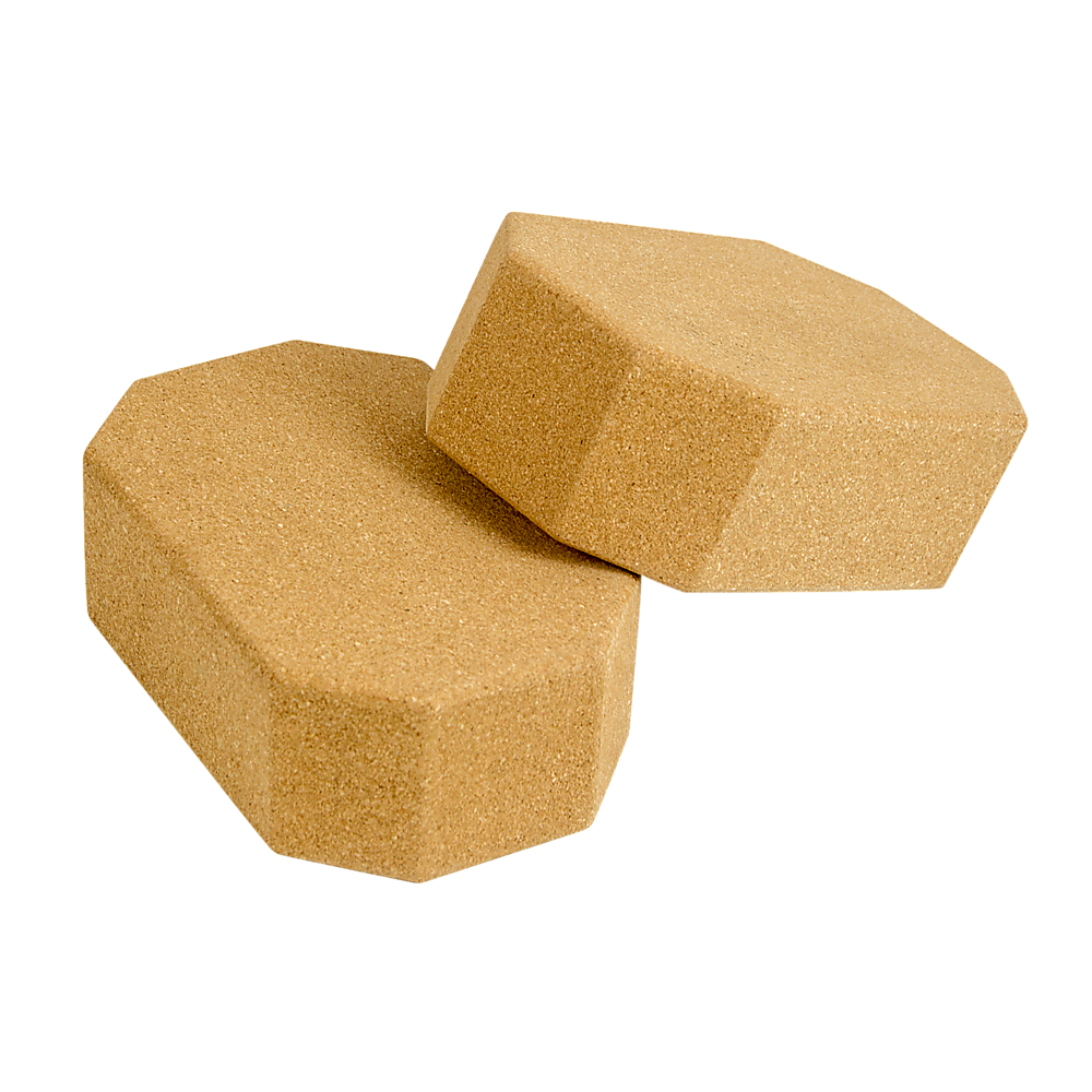 Natural Cork Octagon Yoga Blocks Brick Exercise 2 Pcs Set Eco Non-Slip