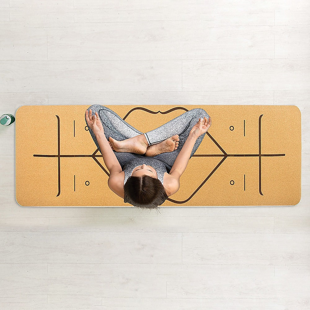 Natural Cork Tpe Yoga Mat Sports Eco Friendly Exercise Fitness Gym Pilates