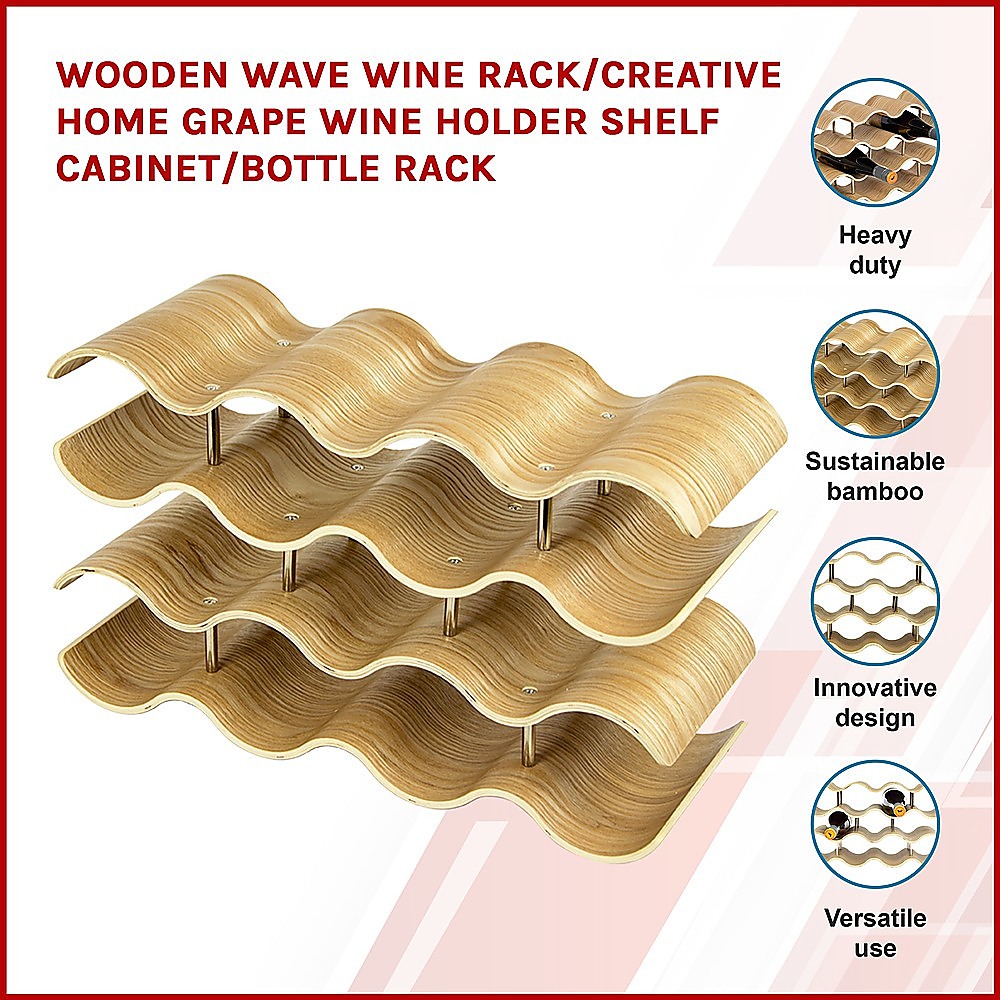 Wooden Wave Wine Rack/Creative Home Grape Holder Shelf Cabinet/Bottle