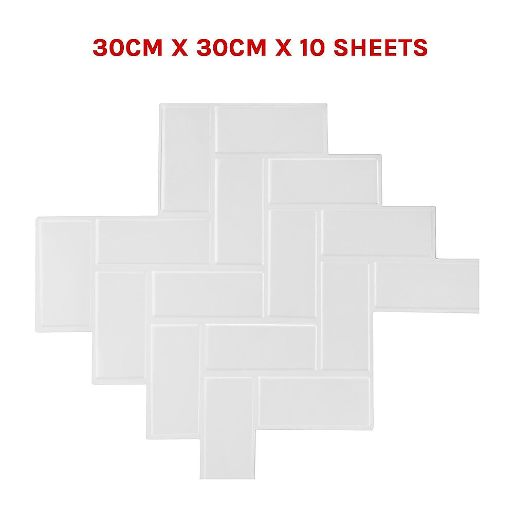 Randy & Travis Machinery Tiles 3D Peel And Stick Wall Herringbone White 10 Sheets