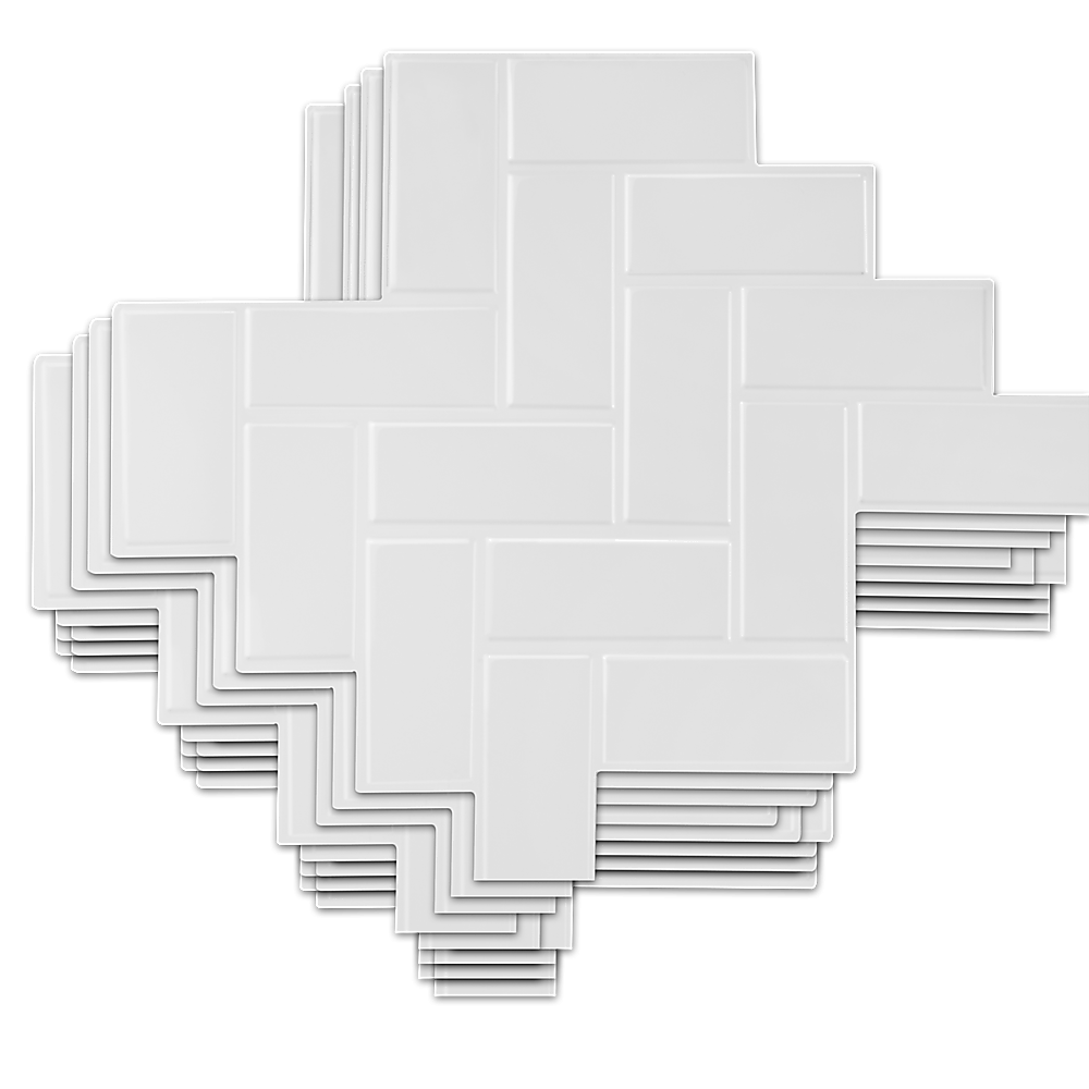 Randy & Travis Machinery Tiles 3D Peel And Stick Wall Herringbone White 10 Sheets