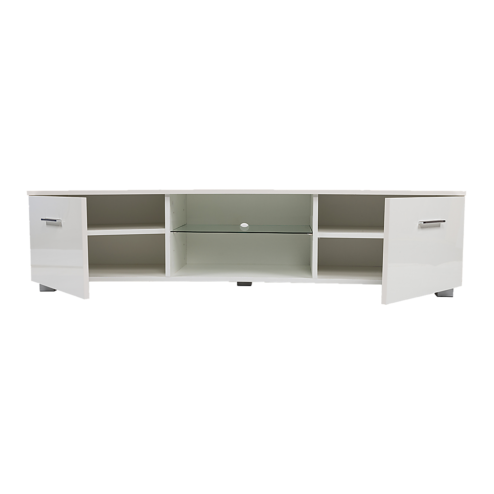 Tv Cabinet Entertainment Unit Stand High Gloss Storage Shelf 140Cm White