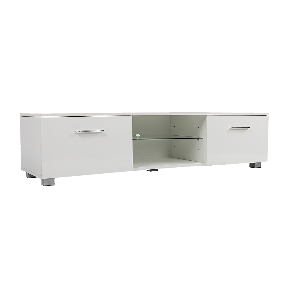 Tv Cabinet Entertainment Unit Stand High Gloss Storage Shelf 140Cm White