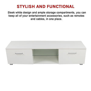 Tv Cabinet Entertainment Unit Stand High Gloss Storage Shelf 140Cm White