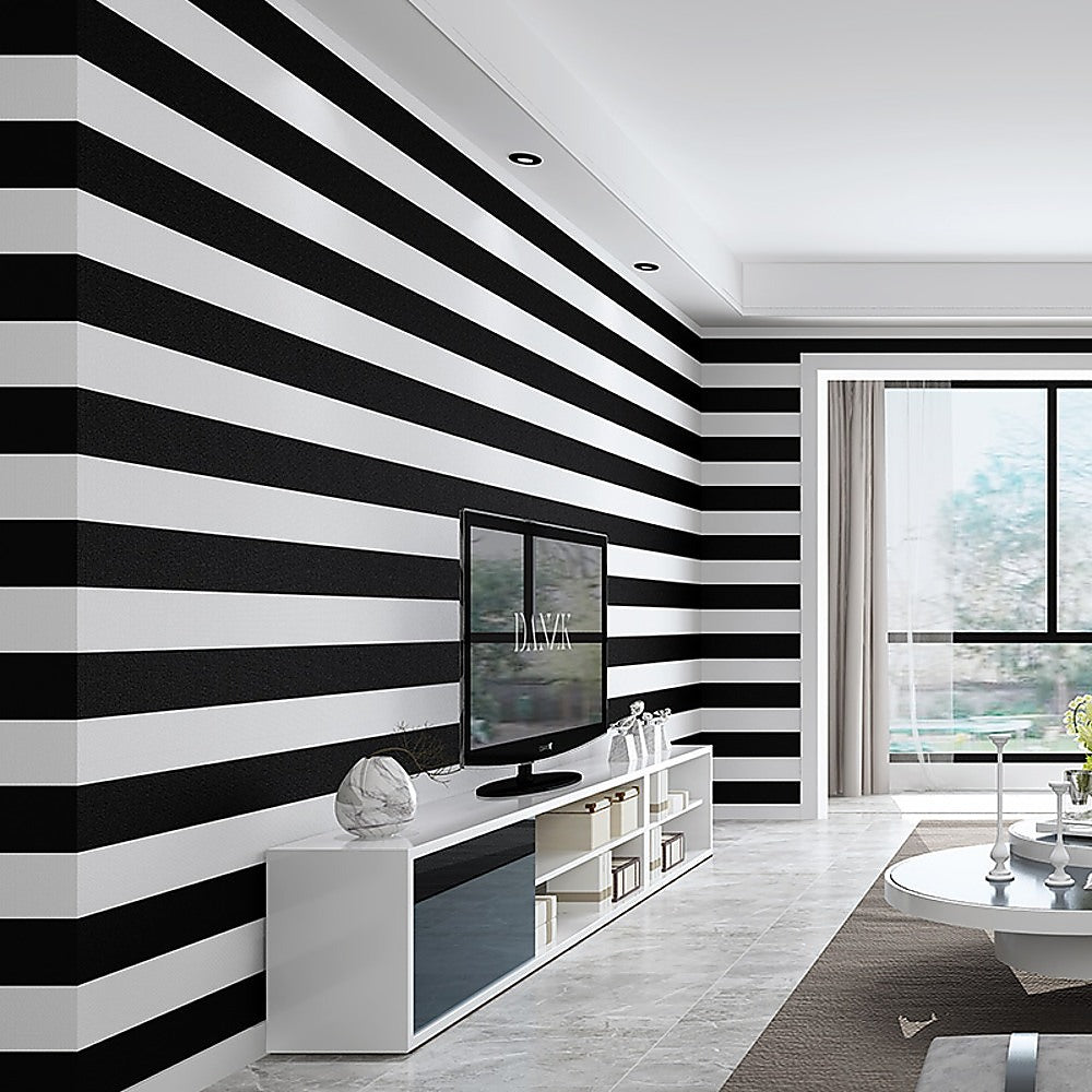 Modern Fashion Black & White Stripes Wallpaper Mural