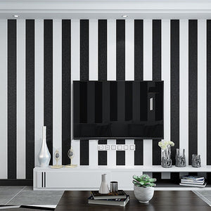 Modern Fashion Black & White Stripes Wallpaper Mural