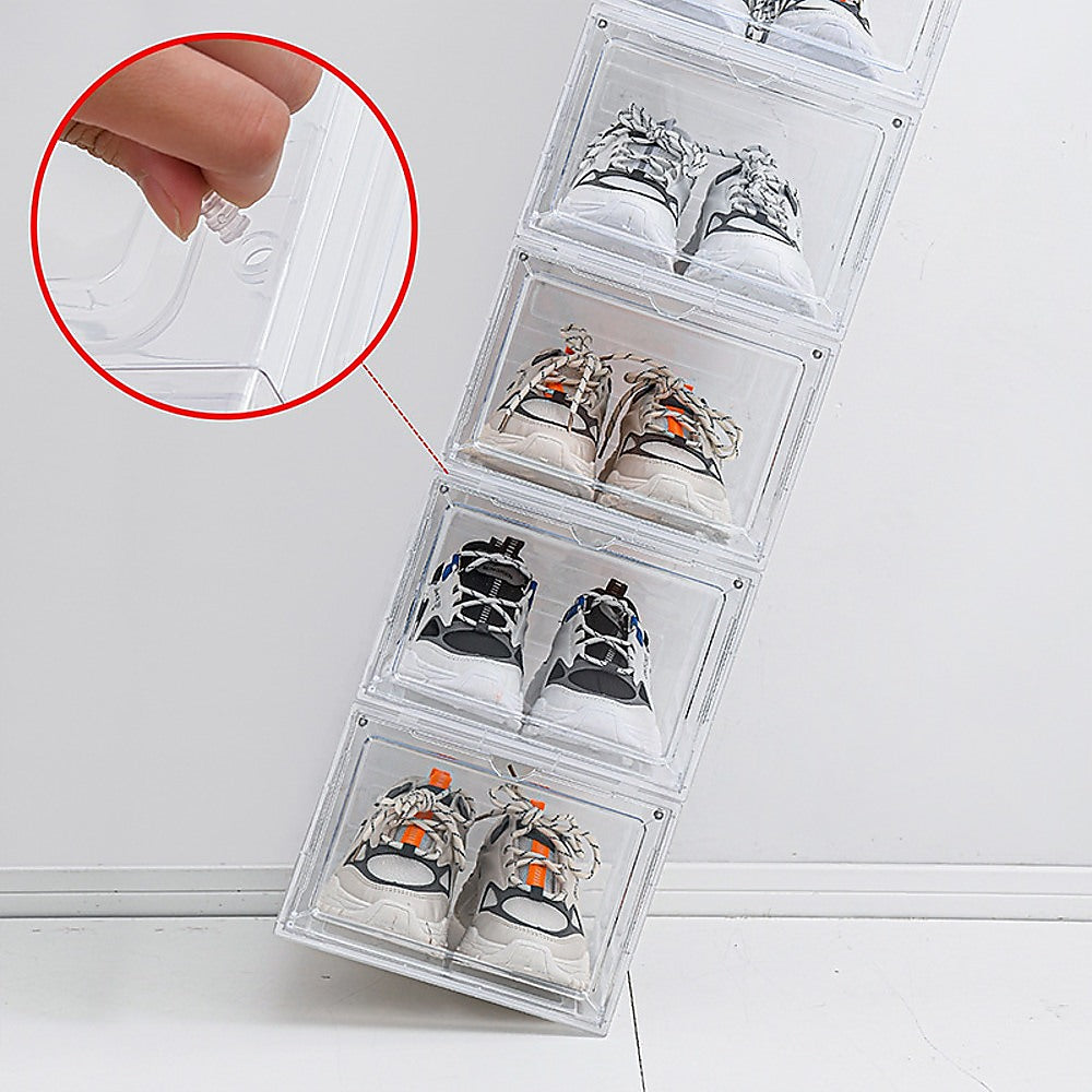 Sneaker Display Case Shoe Storage Organizer Box Stackable Plastic Clear Magnetic