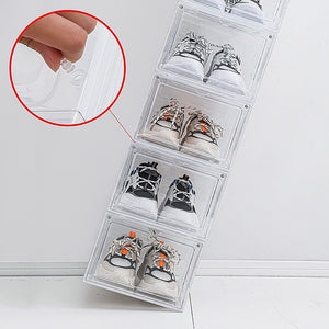 Sneaker Display Case Shoe Storage Organizer Box Stackable Plastic Clear Magnetic