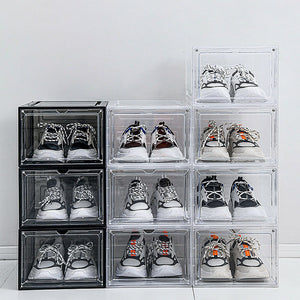 Sneaker Display Case Shoe Storage Organizer Box Stackable Plastic Clear Magnetic