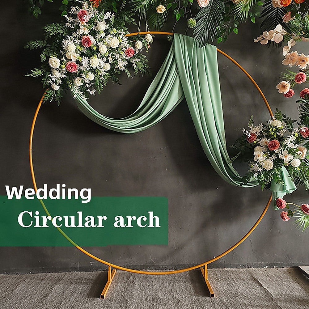 3M Gold Wedding Hoop Round Circle Arch Backdrop Flower Display Stand Frame Background