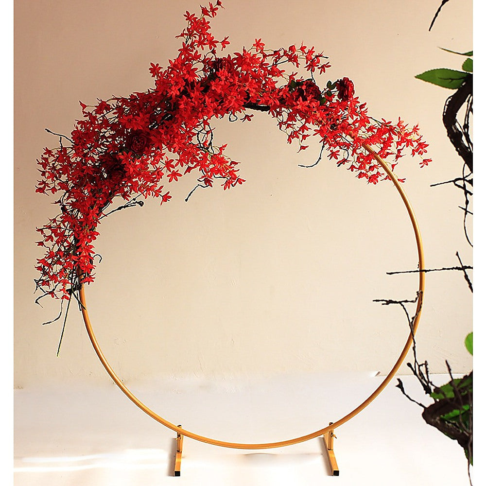 3M Gold Wedding Hoop Round Circle Arch Backdrop Flower Display Stand Frame Background