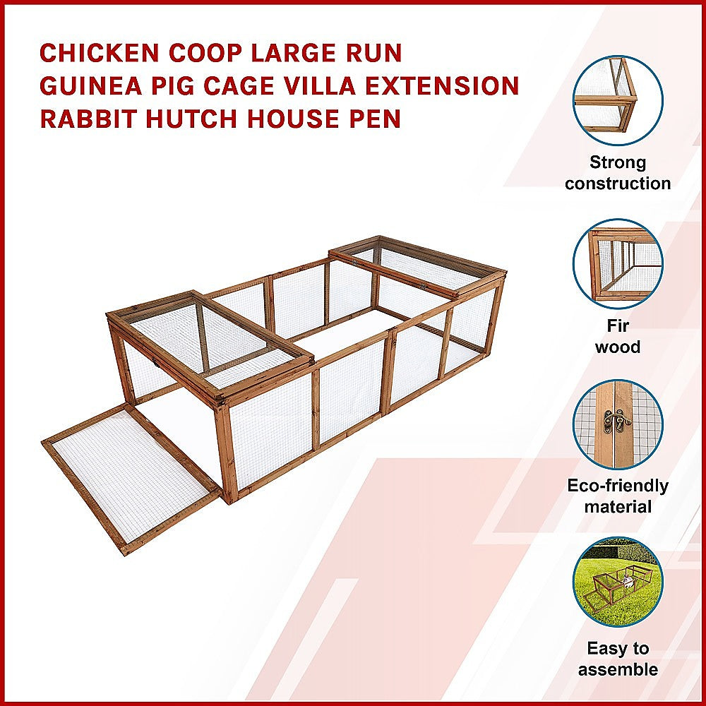 Chicken Coop Large Run Guinea Pig Cage Villa Extension Rabbit Hutch House Pen