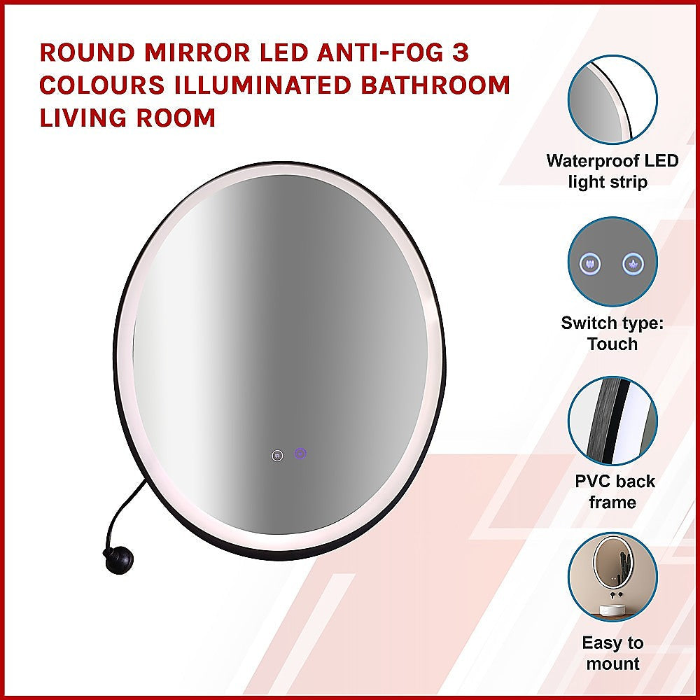 Oval Mirror Led Anti-Fog Illuminated Bathroom Living Room