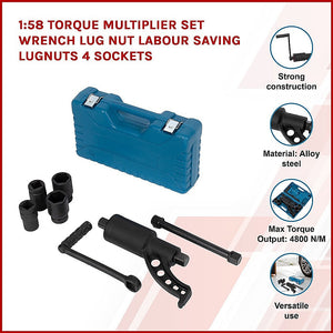 1:58 Torque Multiplier Set Wrench Lug Nut Labour Saving Lugnuts 4 Sockets