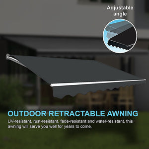 Outdoor Folding Arm Awning Retractable Sunshade Canopy Grey 4.0M X 3.0M