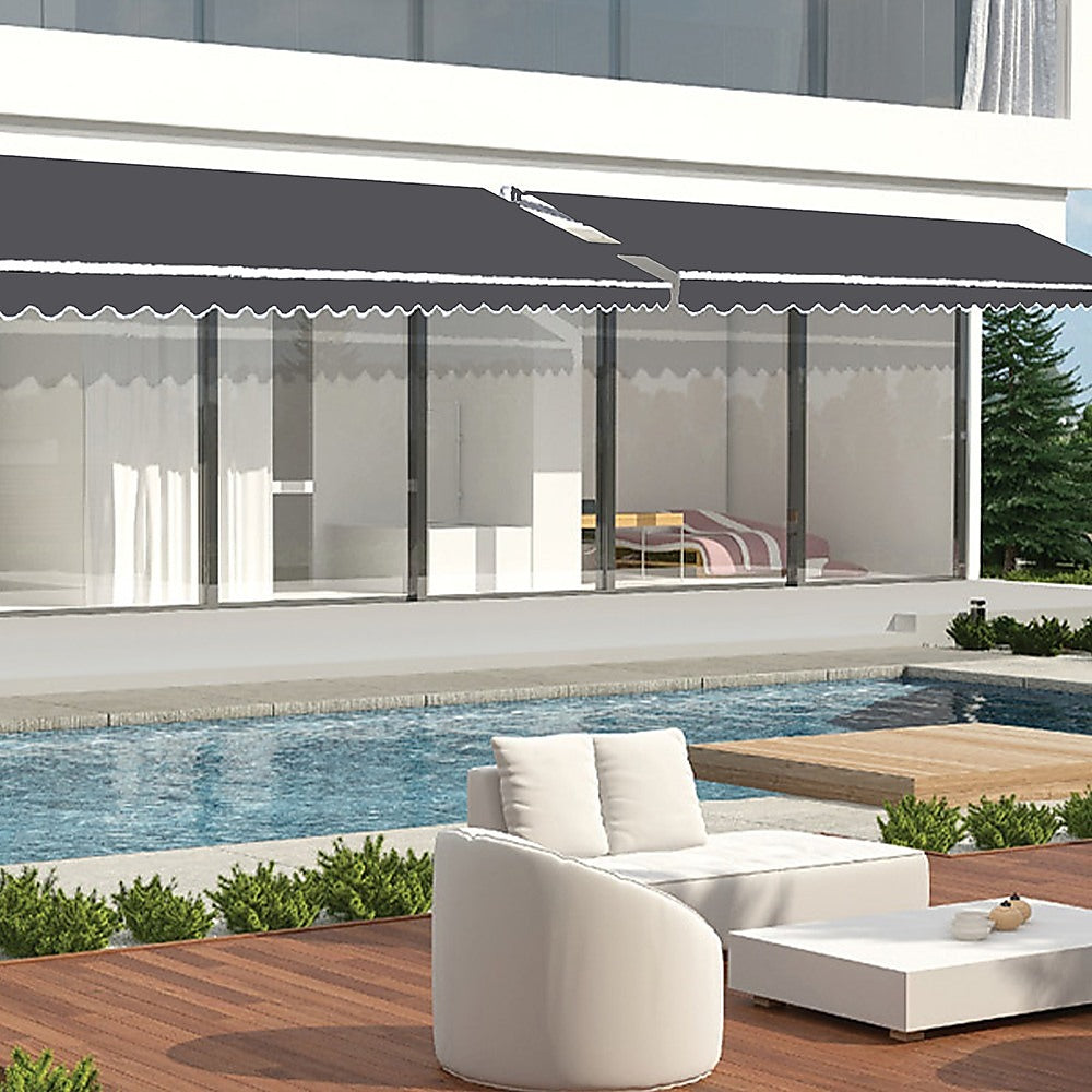 Bariloche Outdoor Folding Arm Awning Retractable Sunshade Canopy Grey 5.0M X 3.0M