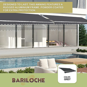 Bariloche Outdoor Folding Arm Awning Retractable Sunshade Canopy Grey 5.0M X 3.0M