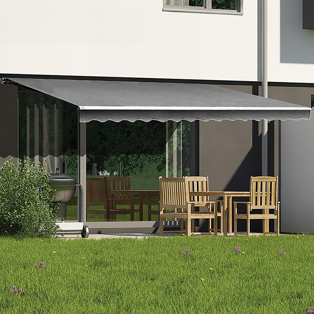 Bariloche Outdoor Folding Arm Awning Retractable Sunshade Canopy Grey 5.0M X 3.0M
