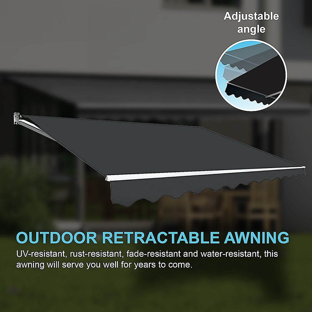 Bariloche Outdoor Folding Arm Awning Retractable Sunshade Canopy Grey 5.0M X 3.0M
