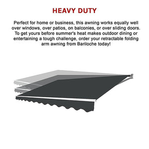 Bariloche Outdoor Folding Arm Awning Retractable Sunshade Canopy Grey 5.0M X 3.0M