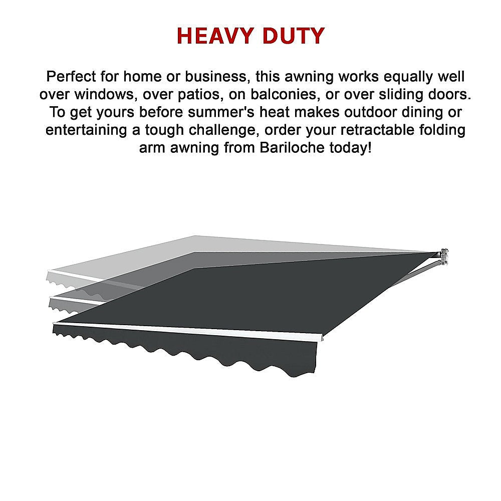 Bariloche Outdoor Folding Arm Awning Retractable Sunshade Canopy Grey 5.0M X 3.0M