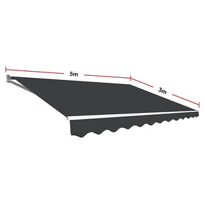 Bariloche Outdoor Folding Arm Awning Retractable Sunshade Canopy Grey 5.0M X 3.0M