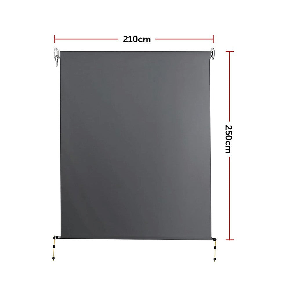 Bariloche Retractable Straight Drop Roll Down Awning Garden Patio Screen 2.1X2.5M